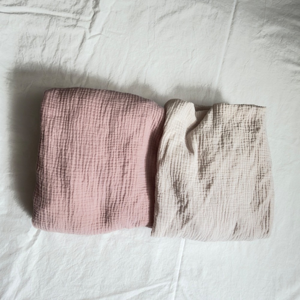 Lulu Moon Muslin Crib Sheets Fitted Crib Mattress Sheets Pink/Soft pink -2 items